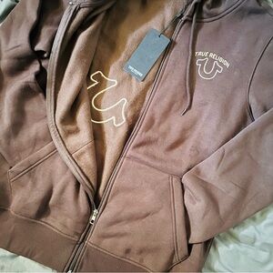 True Religion Chocolate Brown Zip-Up Hoodie